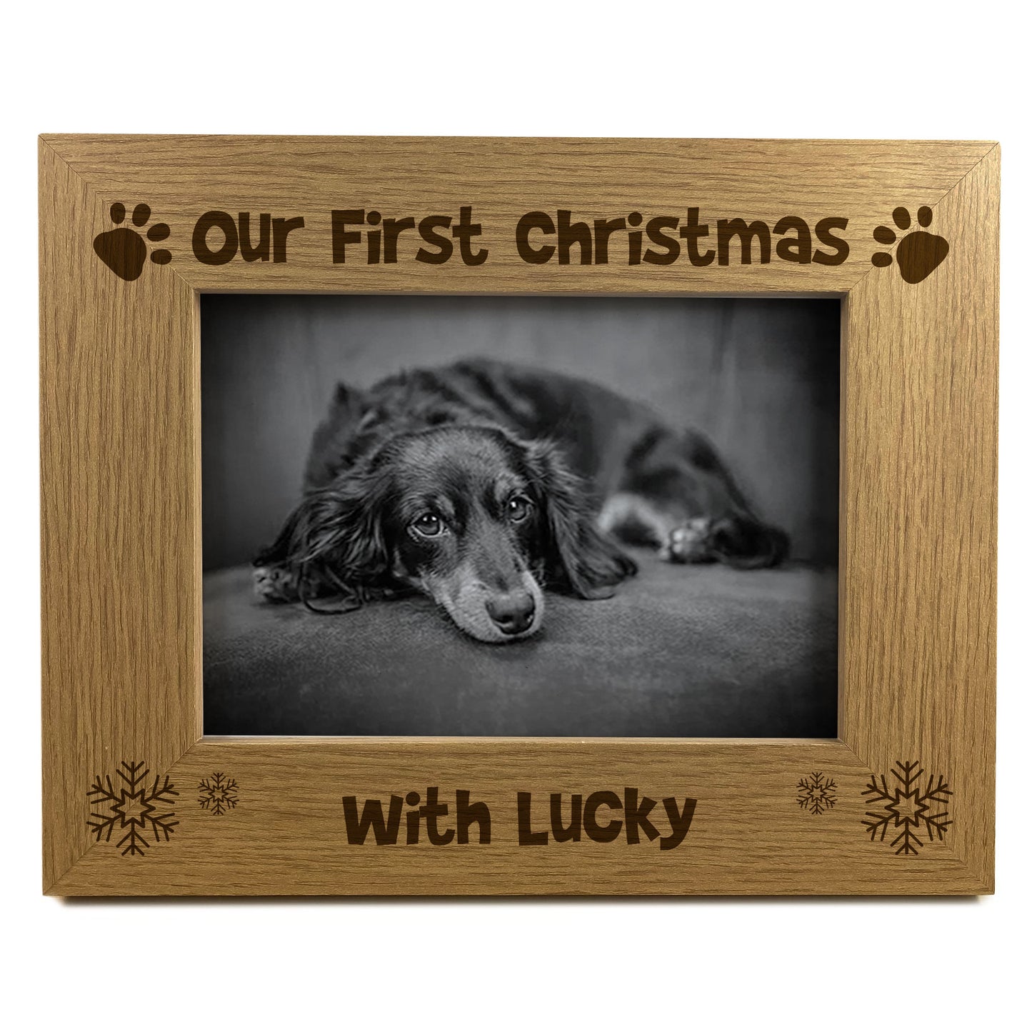 Our First Christmas Wooden Frame Pet Gift New Dog Gift Family
