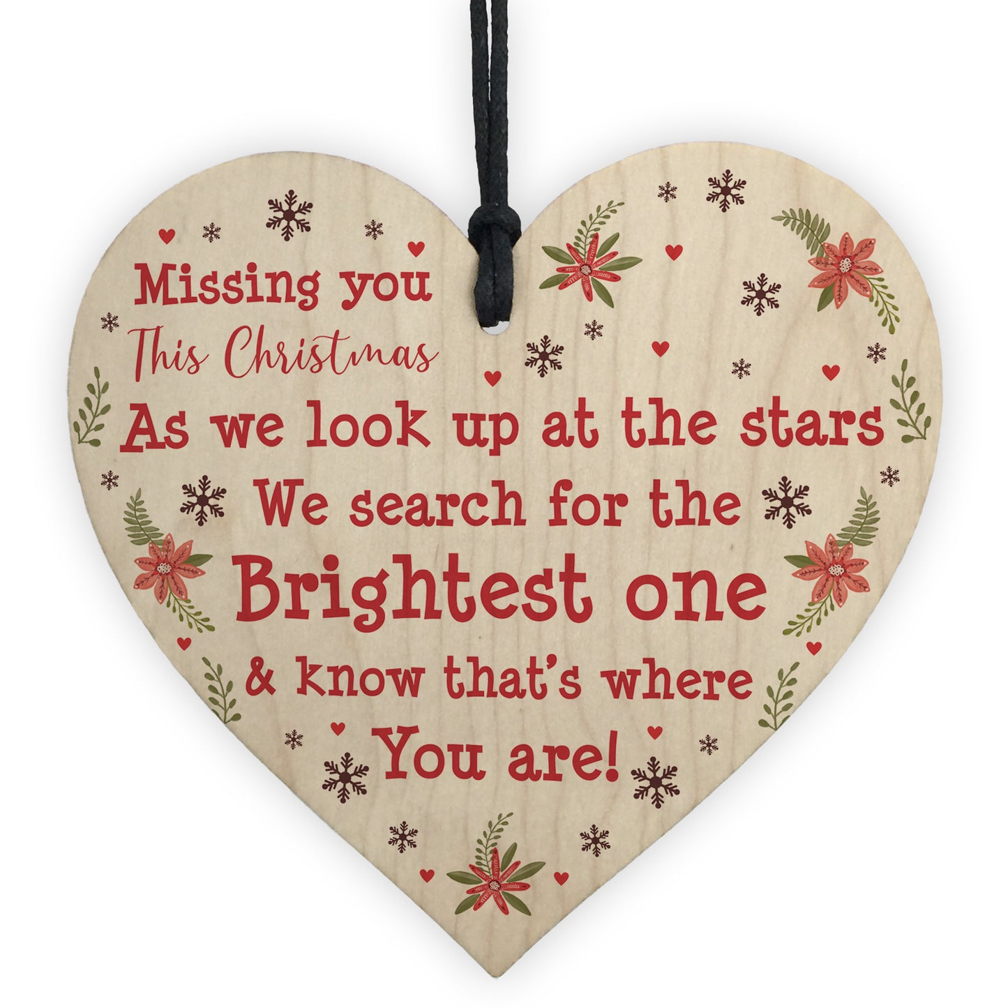Christmas Memorial Bauble For Mum Dad Nan Grandad Wooden Heart