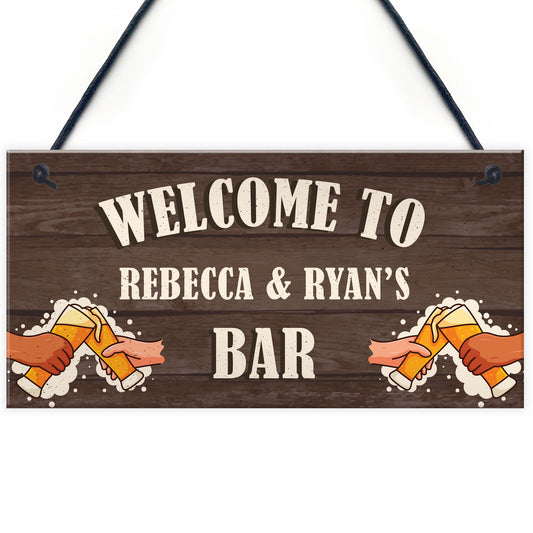 Bar Sign Personalised Wood Effect Man Cave Shed Garden Plaque