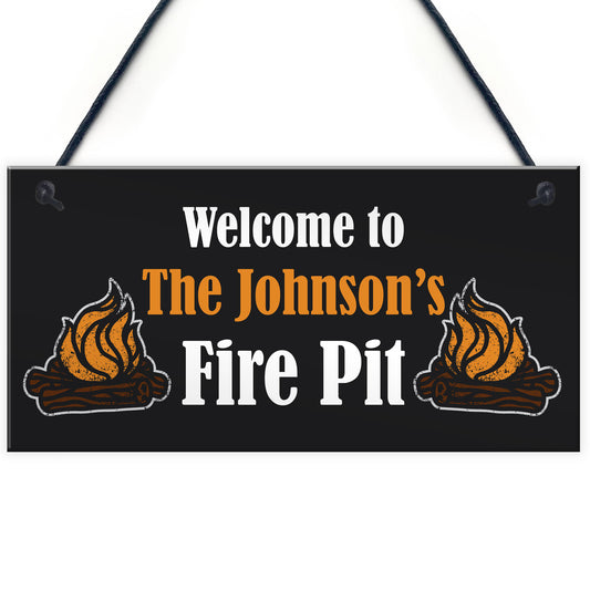 Personalised Fire Pit Sign For Garden Novelty Garden Shed Decor