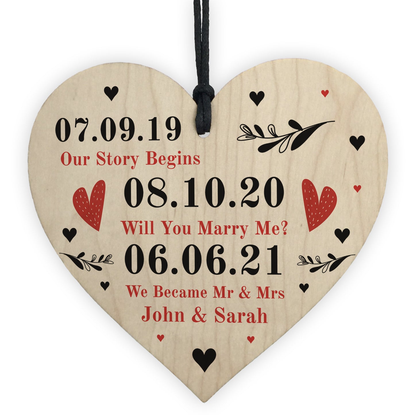 Personalised Anniversary Gift For Husband Wife Wood Heart