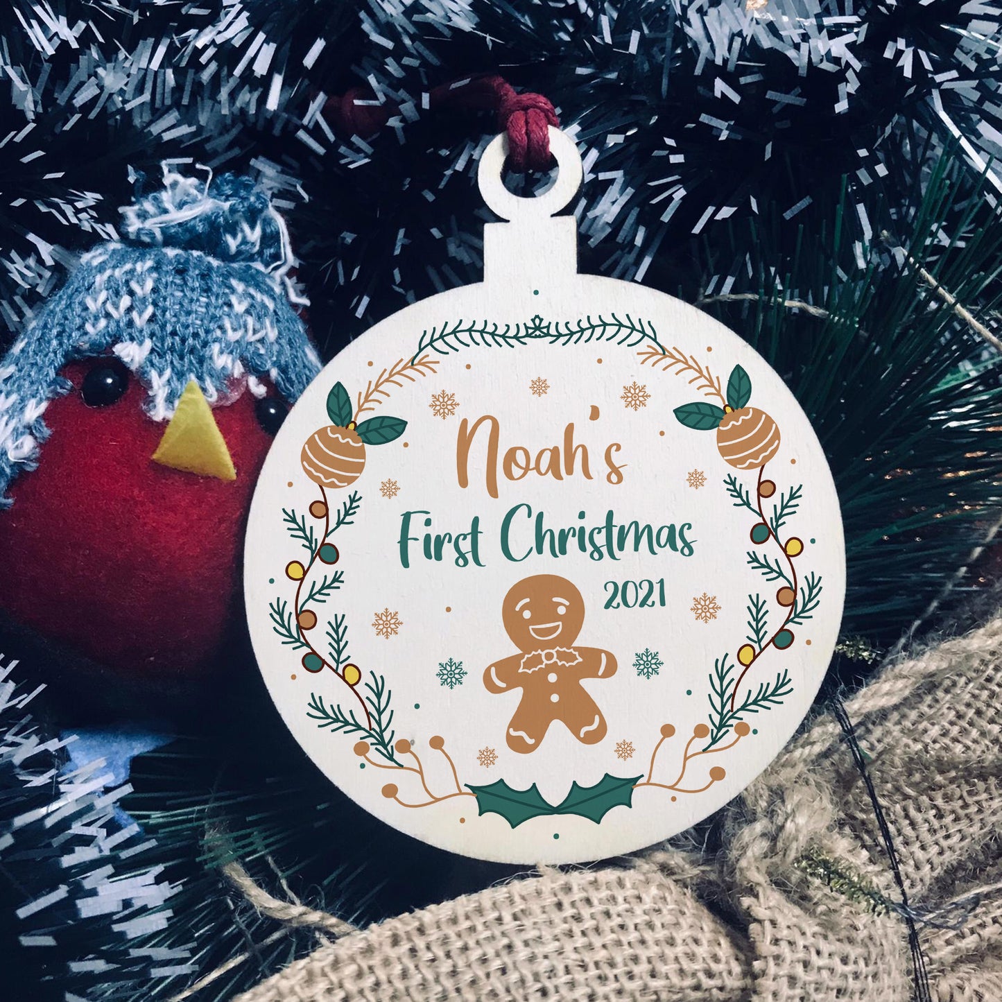 New Baby Gift Personalised Babys 1st Christmas Decoration
