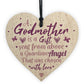 Thank You Godmother Wood Heart Godfather Godparent Gift