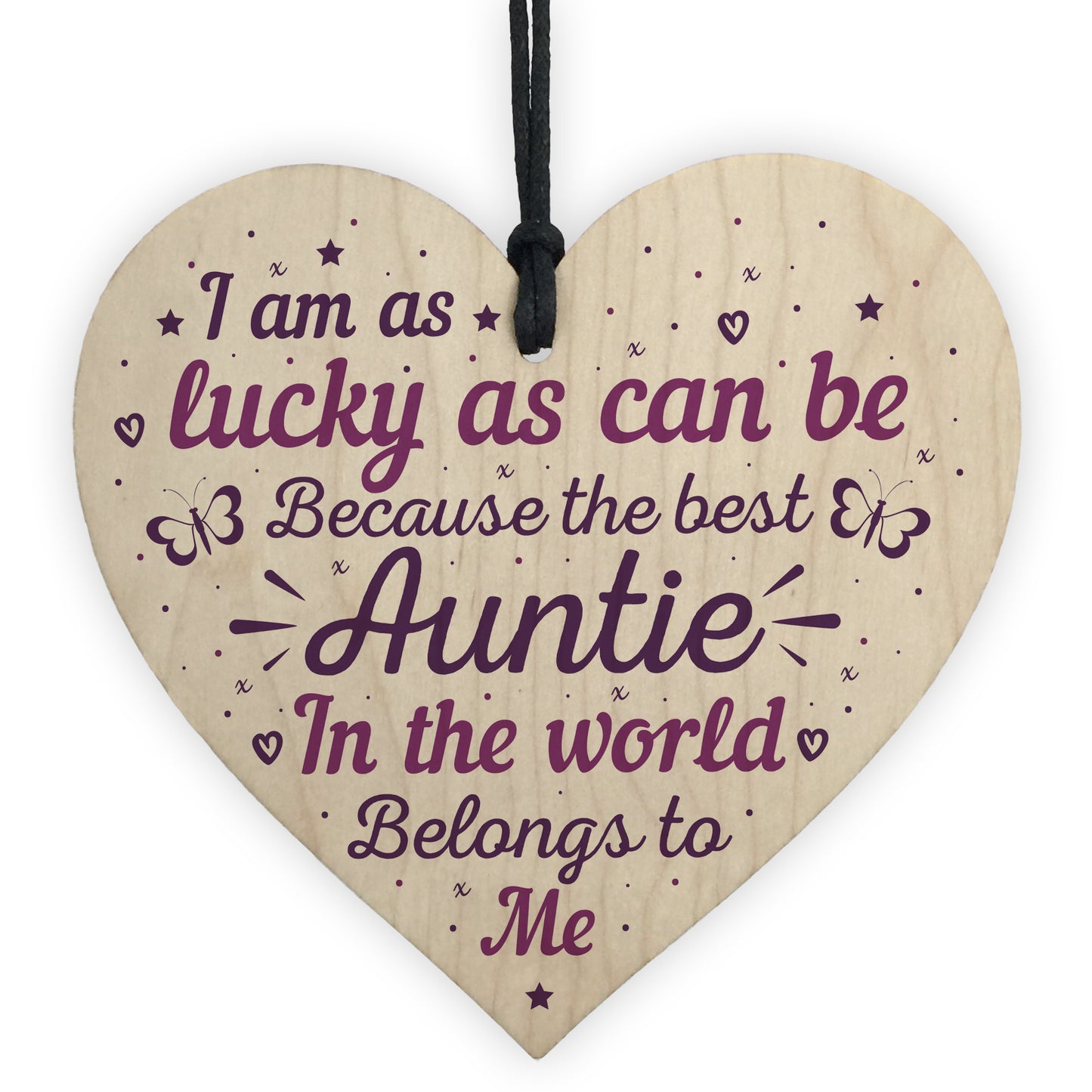 Keepsake Wooden Heart Plaque Birthday Thank You Gifts for Auntie