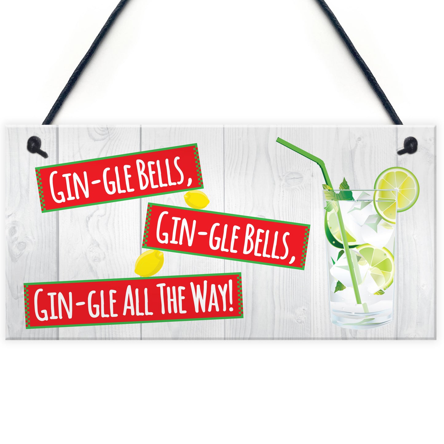Gin-gle Bells Funny Alcohol Christmas Gin Gift Hanging Plaque