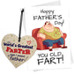 Funny Joke Fathers Day Card Gift For Dad FARTER Wood Heart