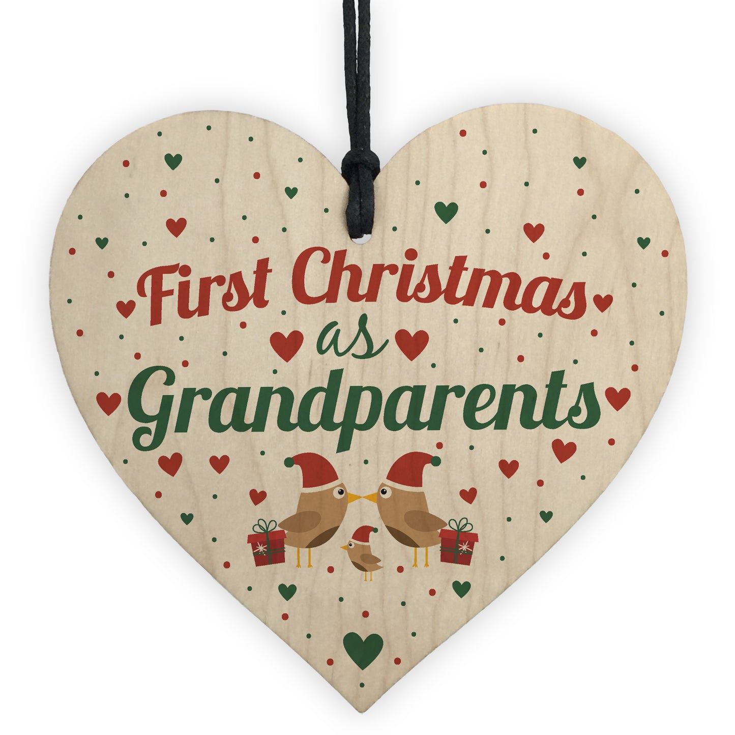 First 1st Christmas As Grandparents Tree Decoration Bauble Wood