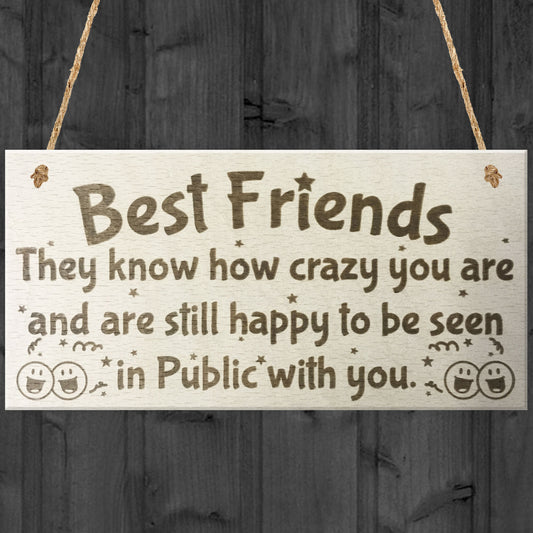 Best Friends Know How Crazy You Are Wooden Hanging Plaque
