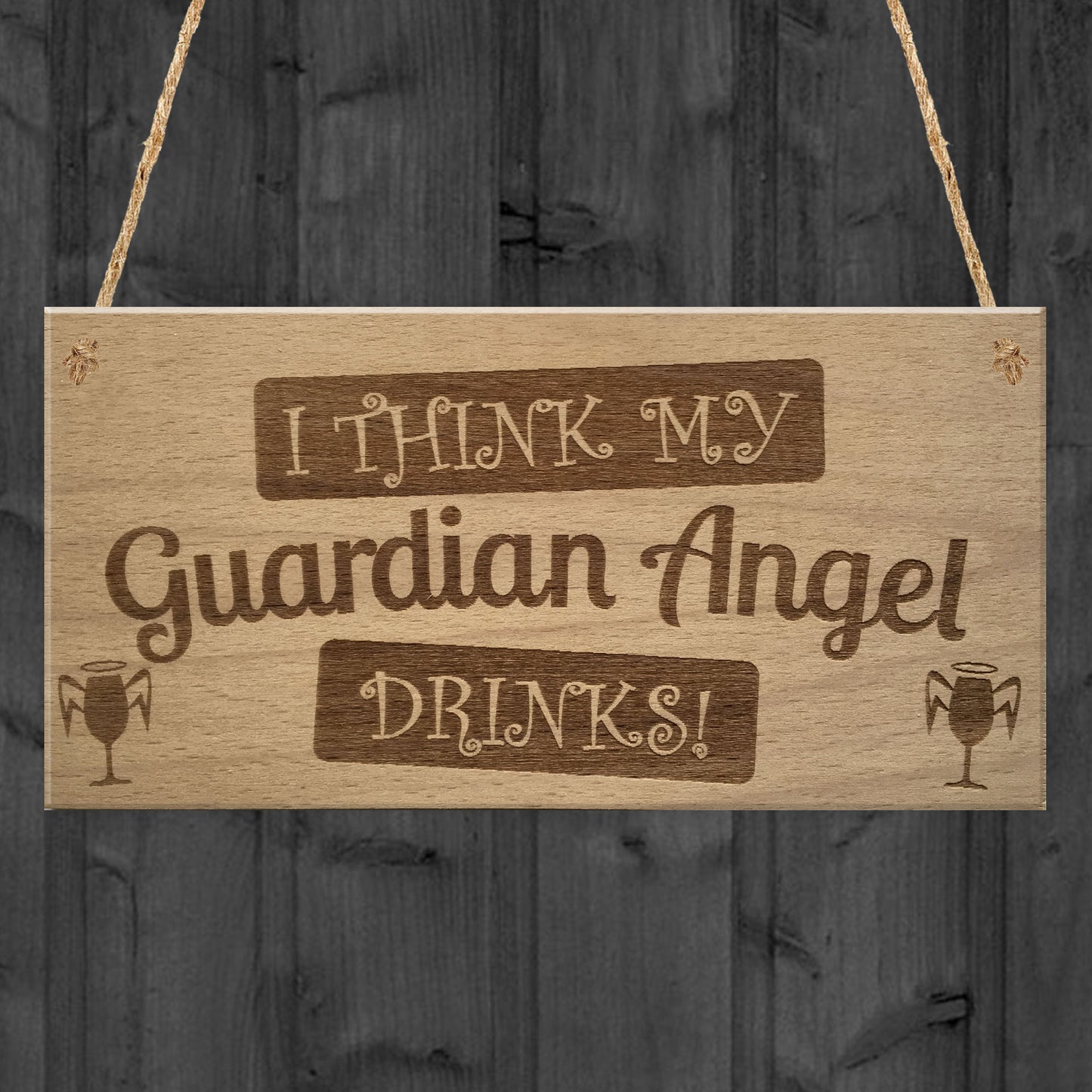 Guardian Angel Drinks Funny Alcohol Friendship Hanging Plaque