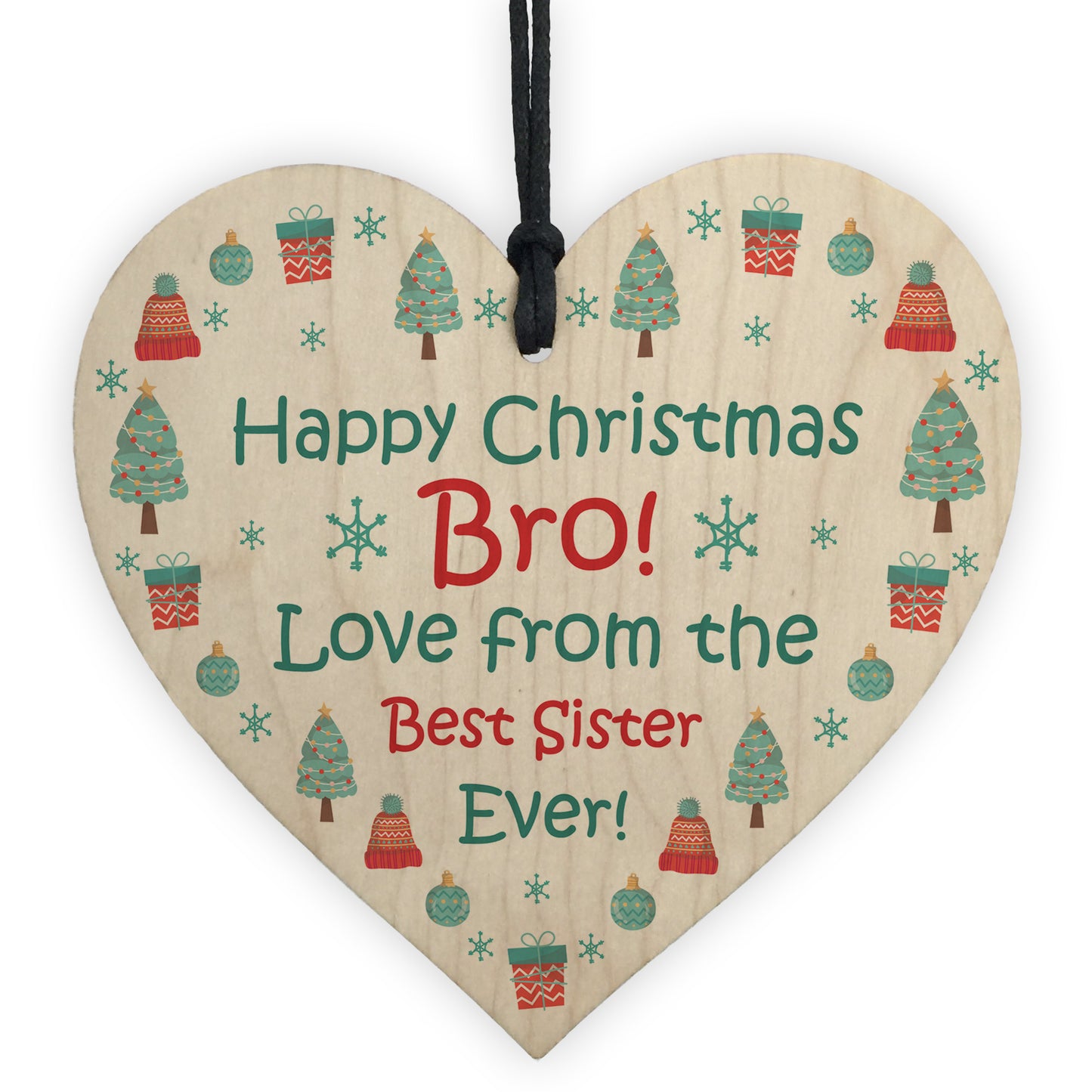 Christmas Gift For Brother Funny Wood Bauble Gift From Sister No