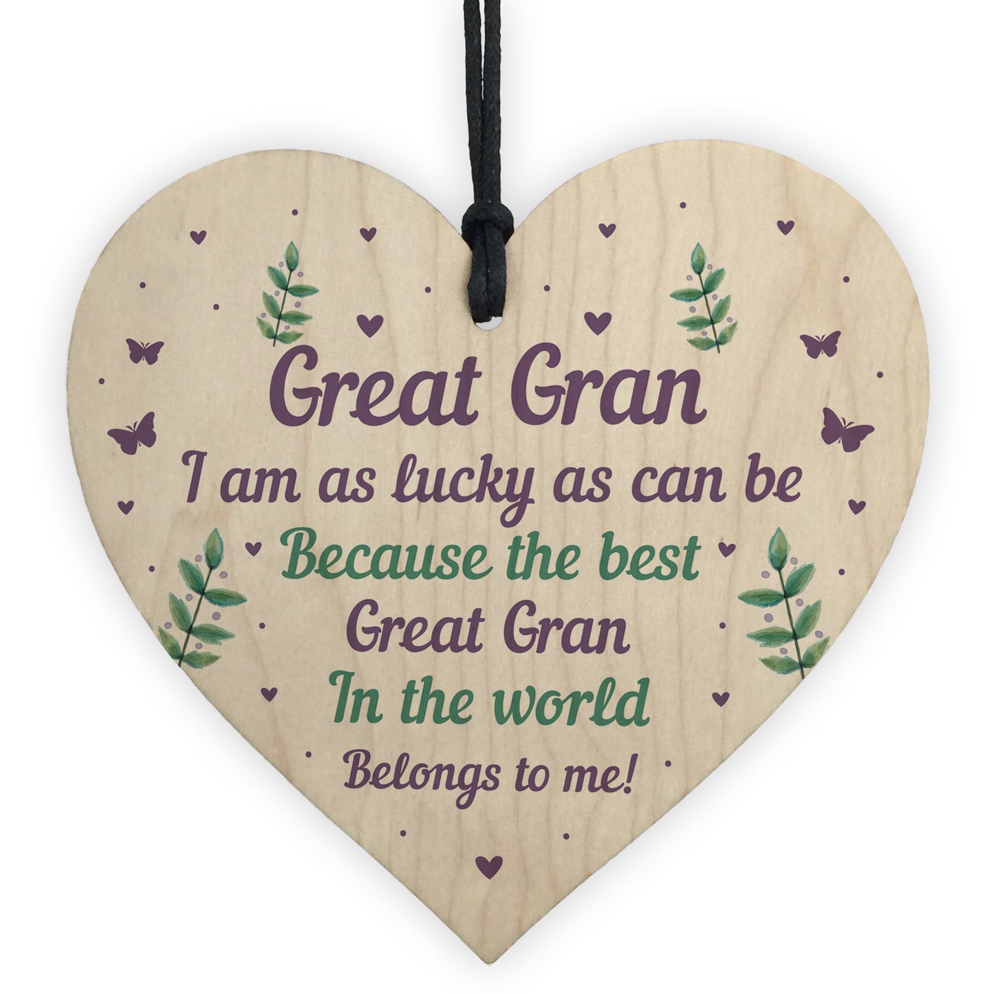 Handmade Great Gran Gift For Birthday Christmas Wooden Heart