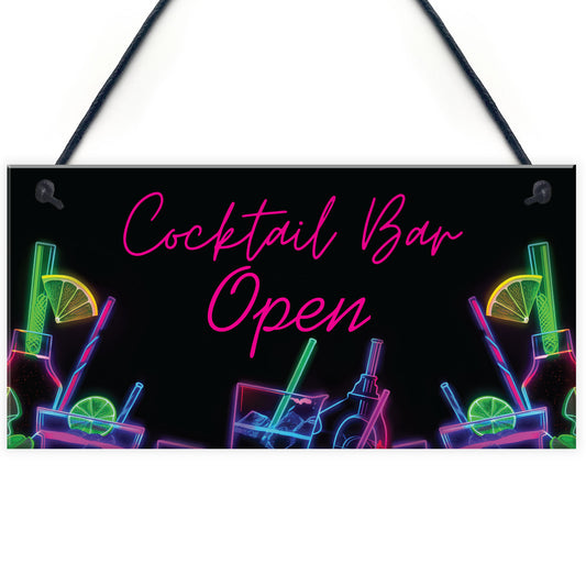 Cocktail Bar Open Sign Hanging Home Bar Plaque Garden Bar