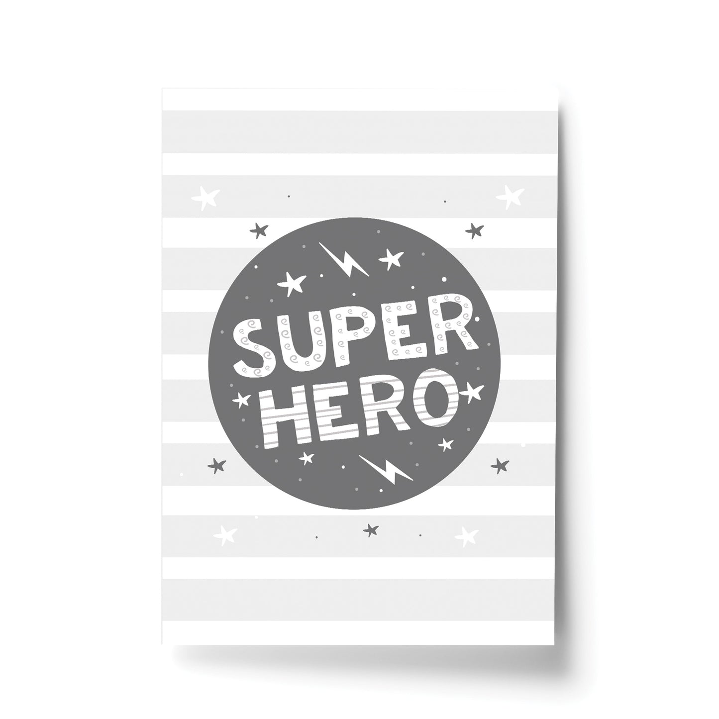 Grey Nursery Print Superhero Child Baby Room Pictures Wall Art