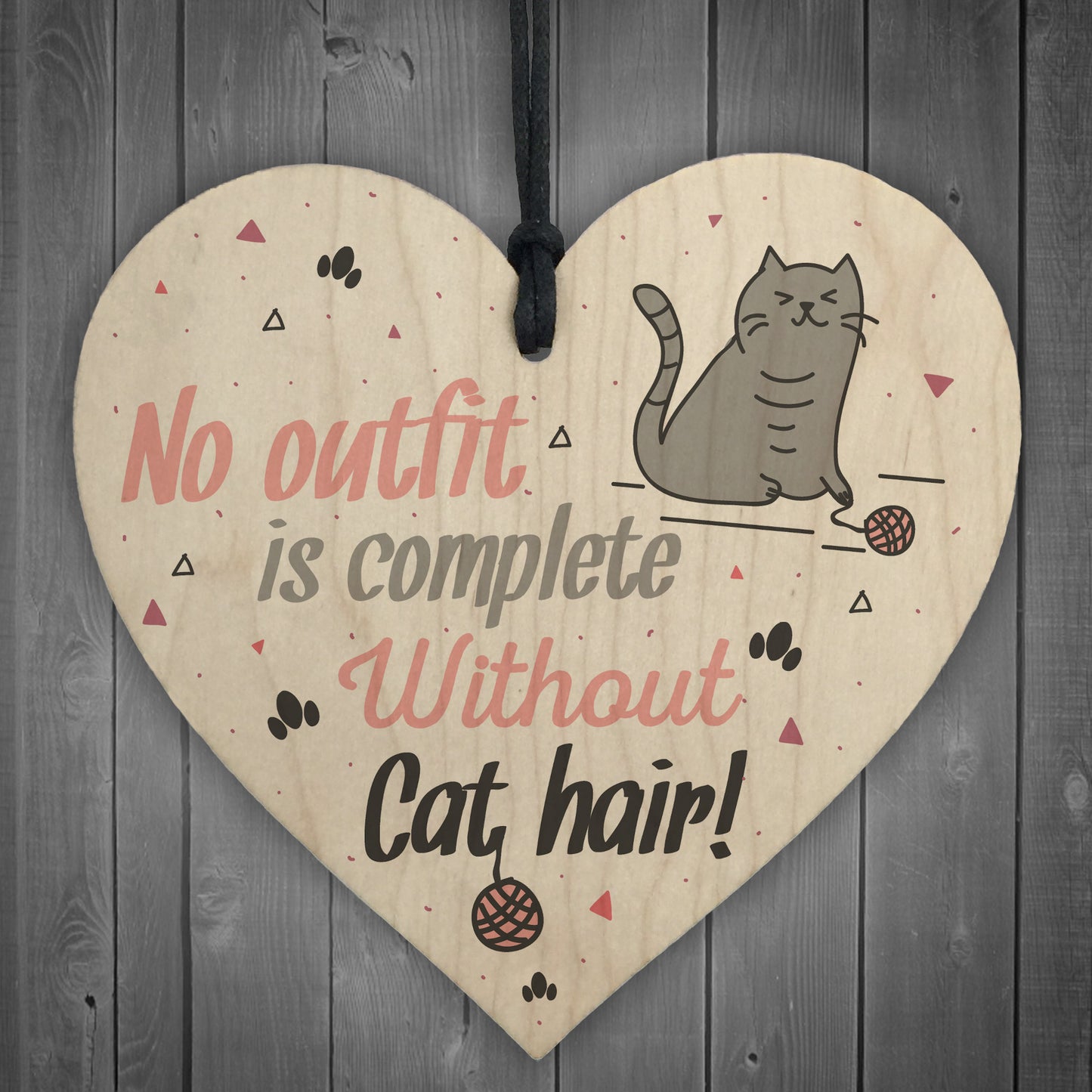 Cute Funny CAT Gift Idea Animal Lover Wooden Hanging Heart Sign