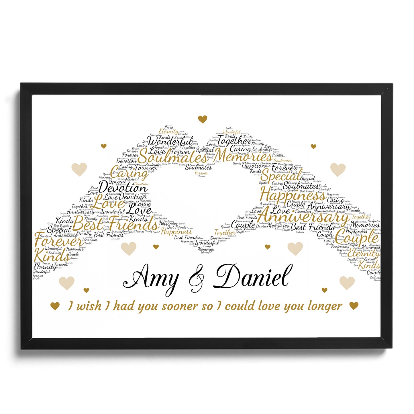 Personalised Word Art Wedding Anniversary Print Frame Gift