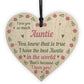 Best Auntie Gift Wooden Heart Birthday Xmas Gifts For Auntie