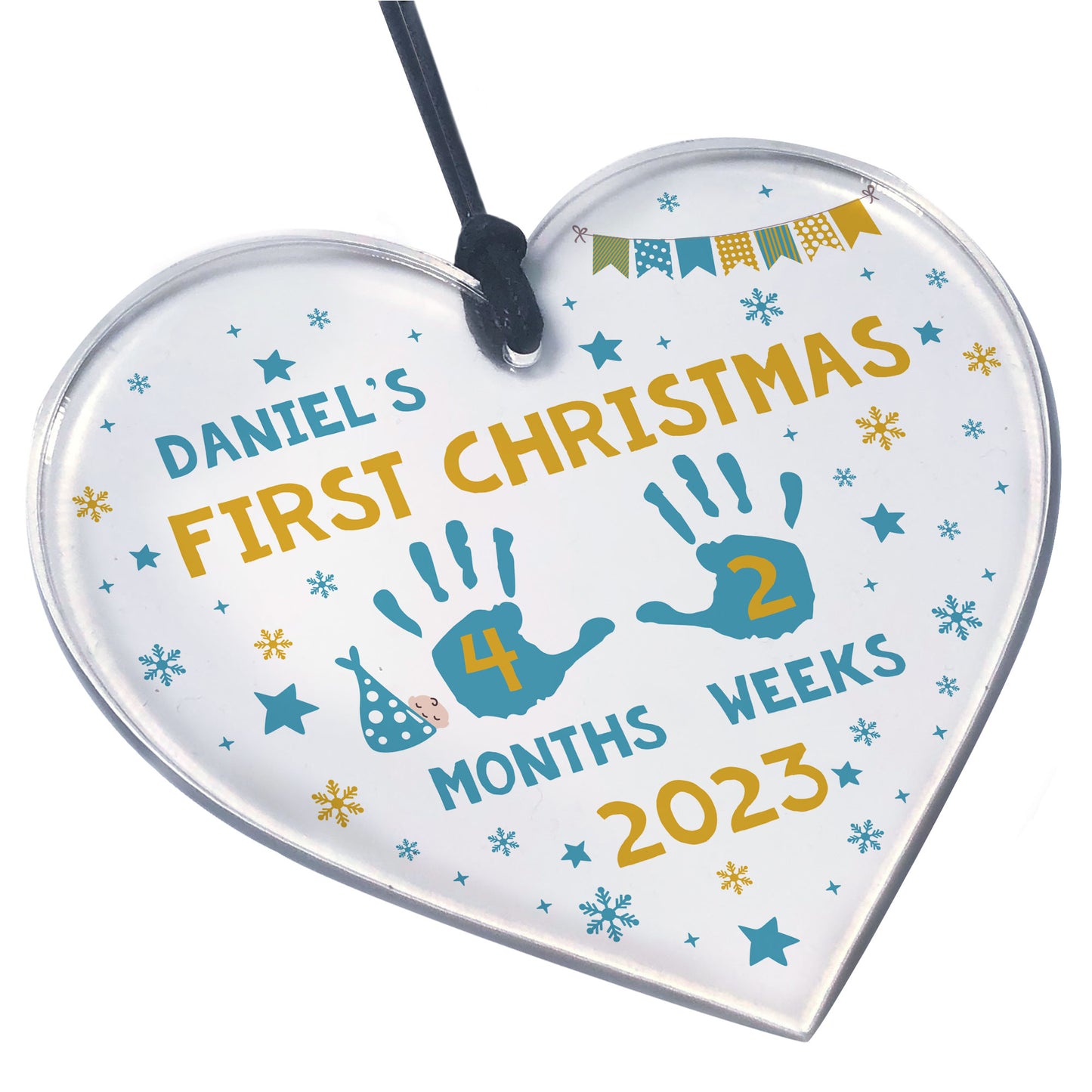 First Christmas Decoration For Baby Boy Girl Personalised Heart