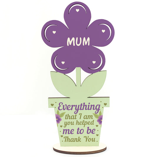 Thank You Gift Wood Flower Mum Birthday Gift Mother Daughter