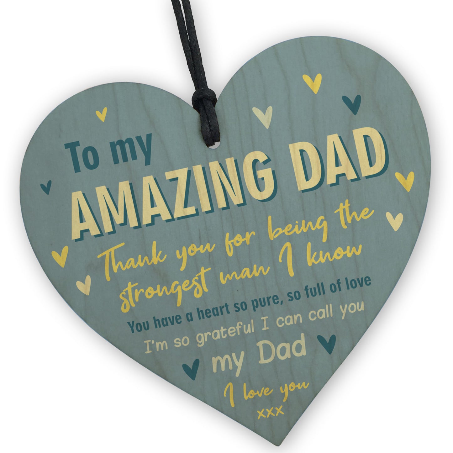 Gift For AMAZING DAD For Fathers Day Birthday Wooden Heart