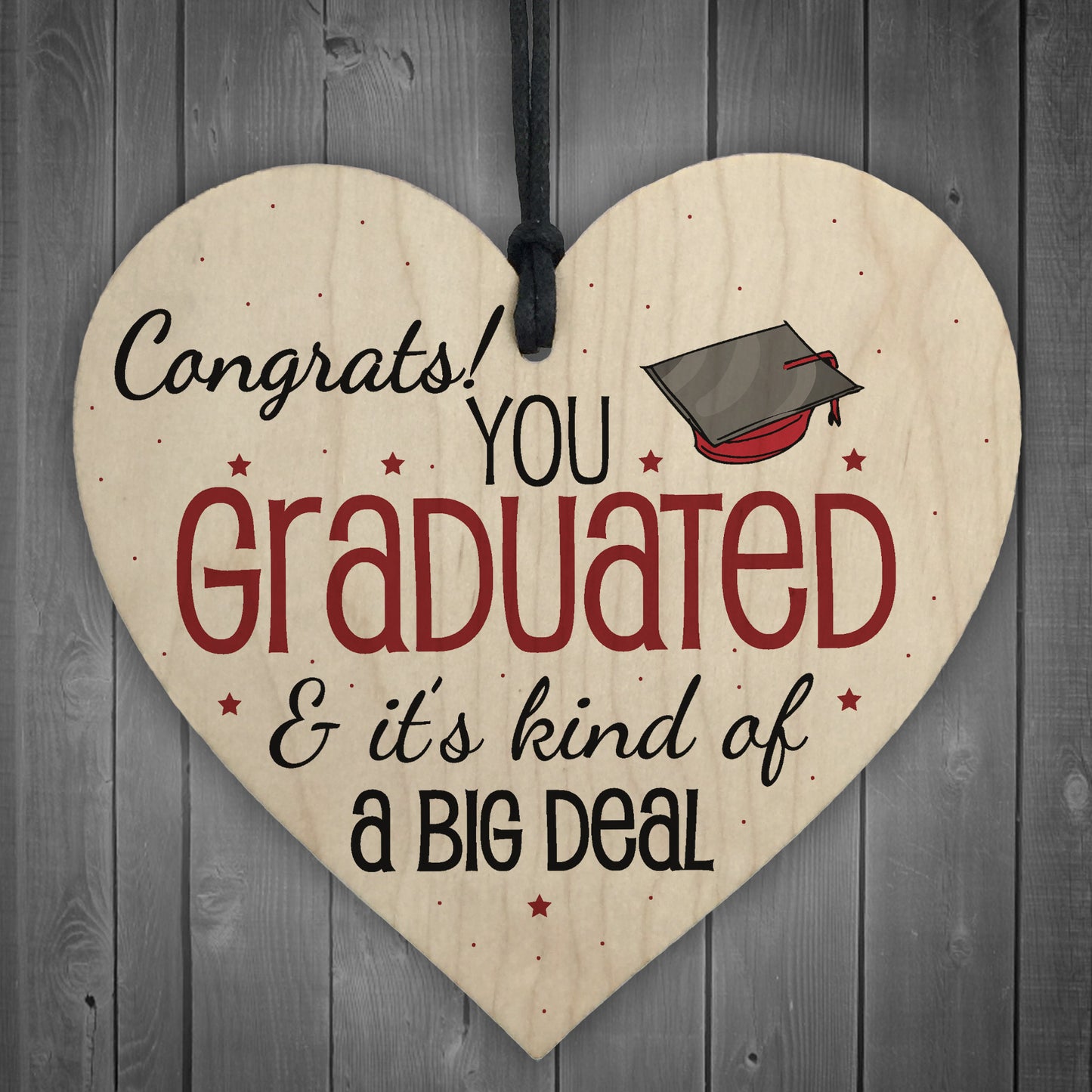 Big Deal Graduation Wooden Heart Keepsake Gift Congratulations