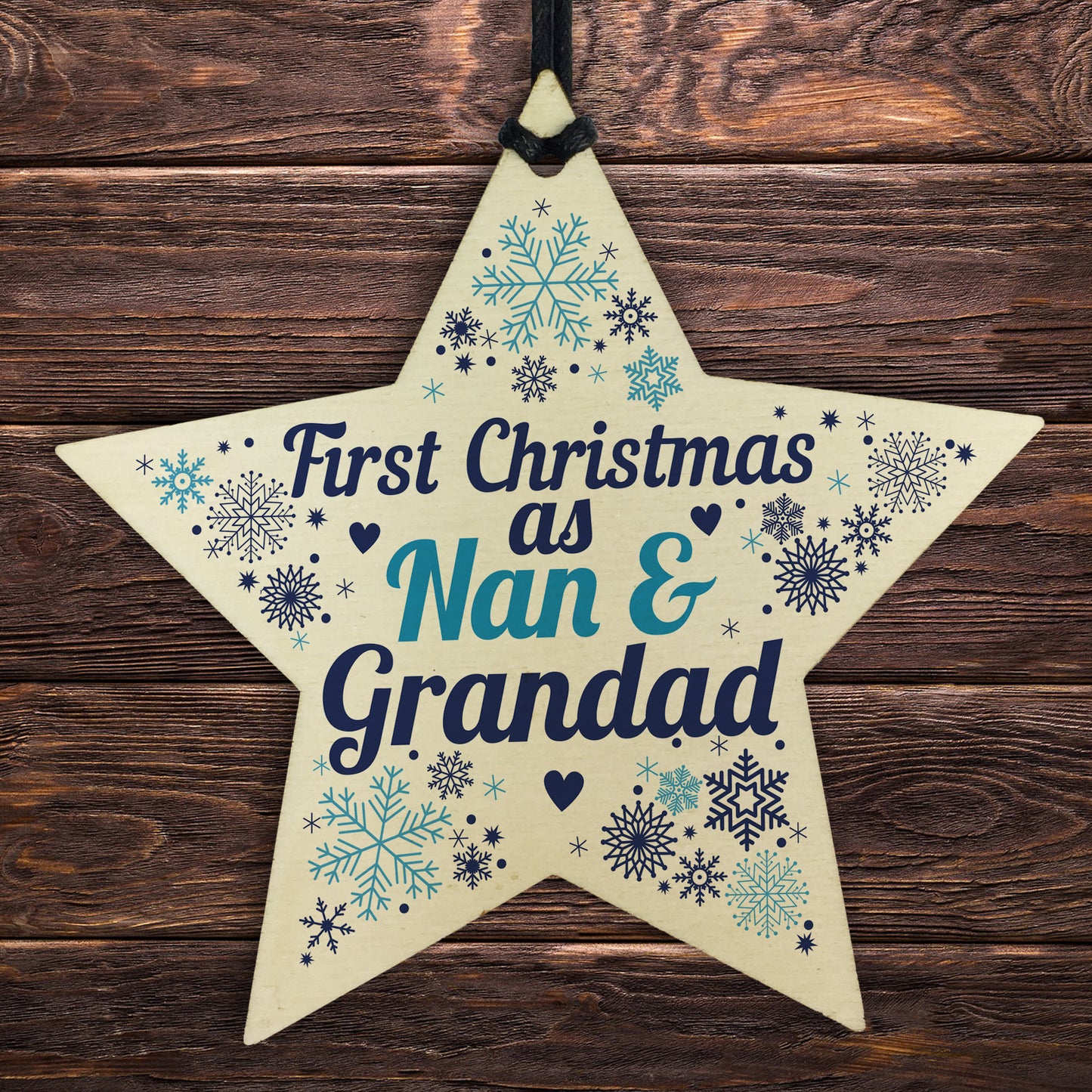 First Christmas As Nan Grandad Wood Star Christmas Bauble Gifts