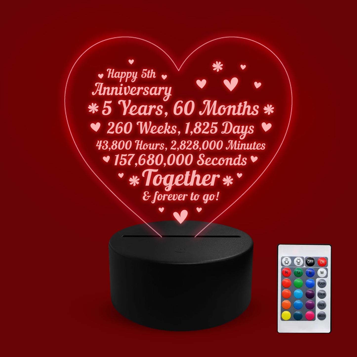 5th Wedding Anniversary Gifts for Her Him NEON LED Lamp