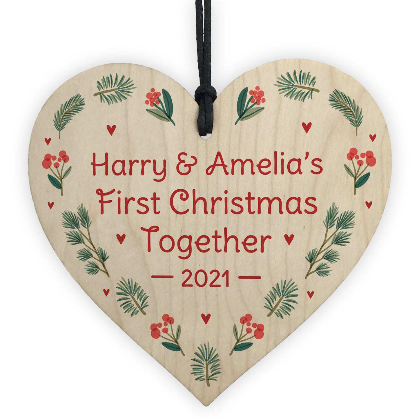Personalised 1st Christmas Together Wood Bauble Xmas Tree Decor