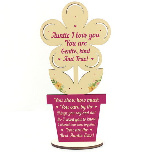 Auntie Gift Wooden Flower Handmade Gift For Auntie Birthday Xmas