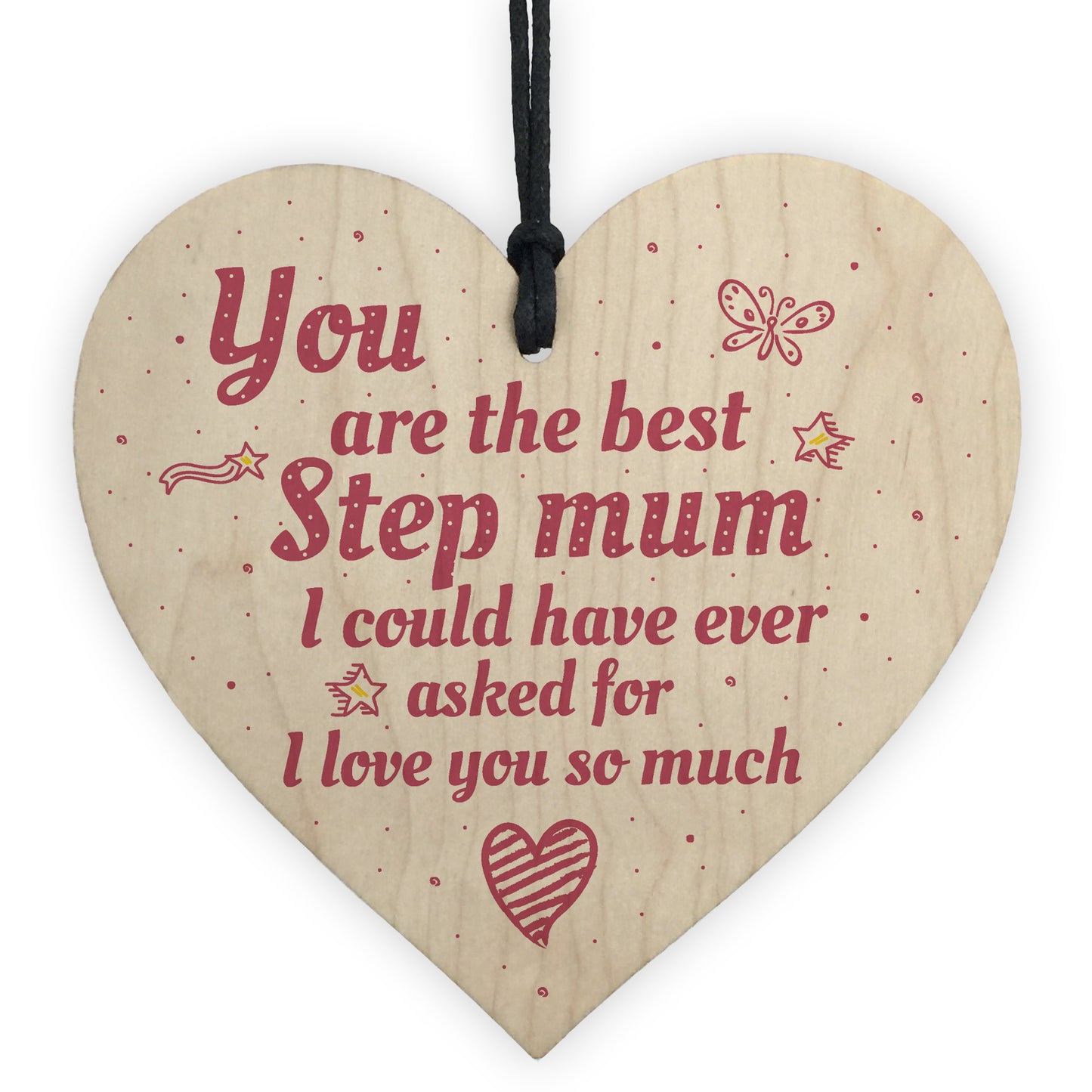 Handmade Best Stepmum Wood Hanging Plaque Gifts For Mum