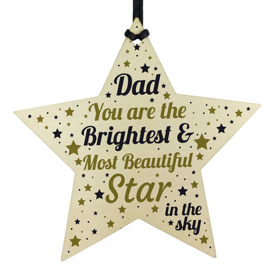 Dad Memorial Birthday Card Wood Star Daddy Memorial Ornaments
