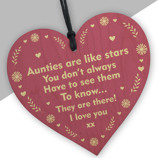 Auntie Gifts From Niece Nephew Wooden Hanging Heart Gift