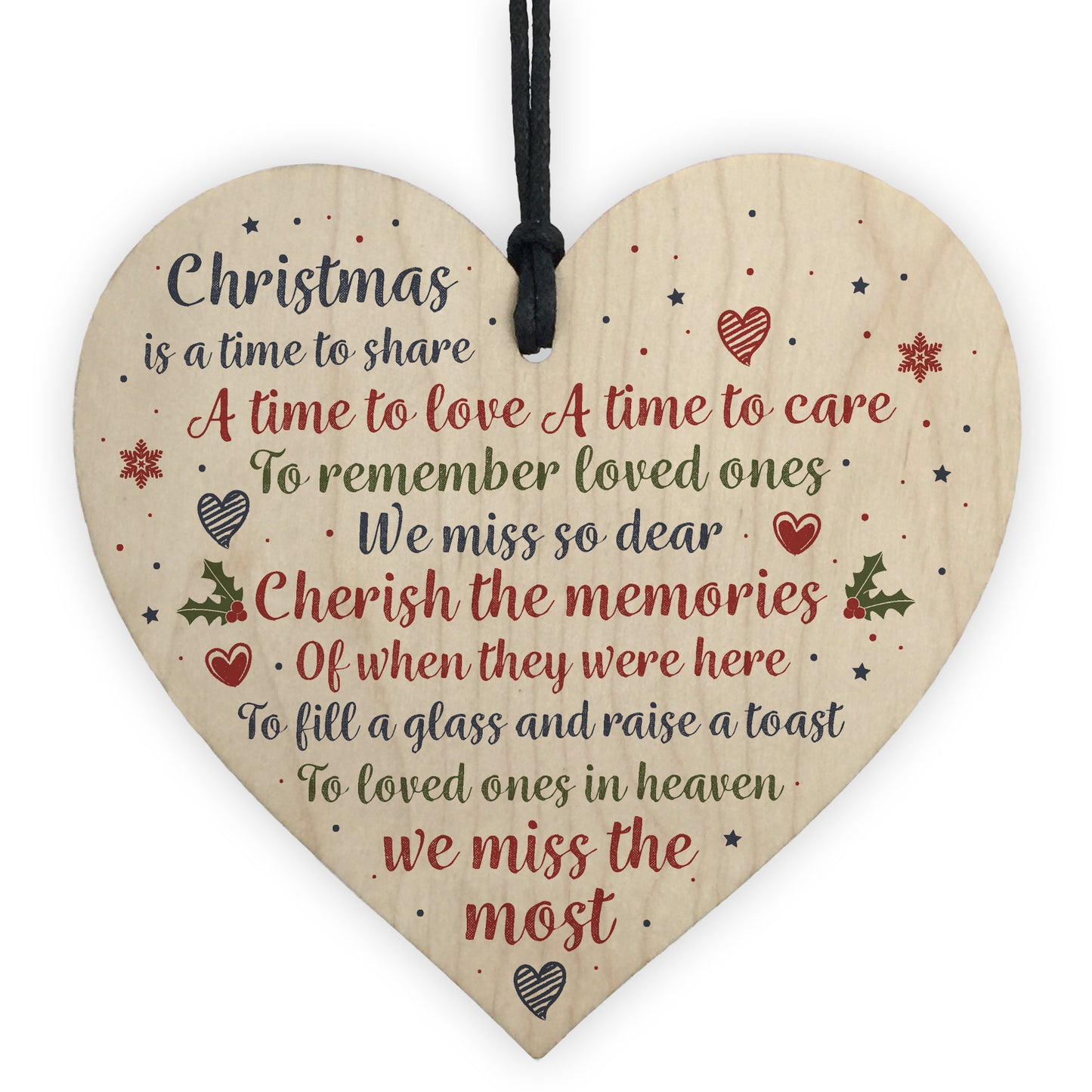 Christmas Tree Decoration Memorial Wooden Heart Plaque Gifts