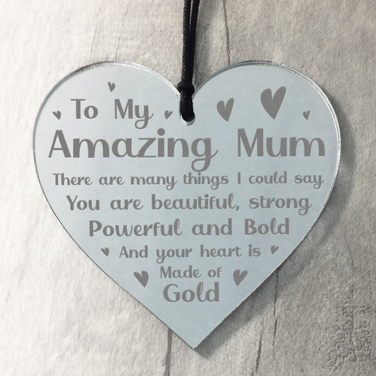 Amazing Mum Gift Engraved Heart Mothers Day Birthday Gift