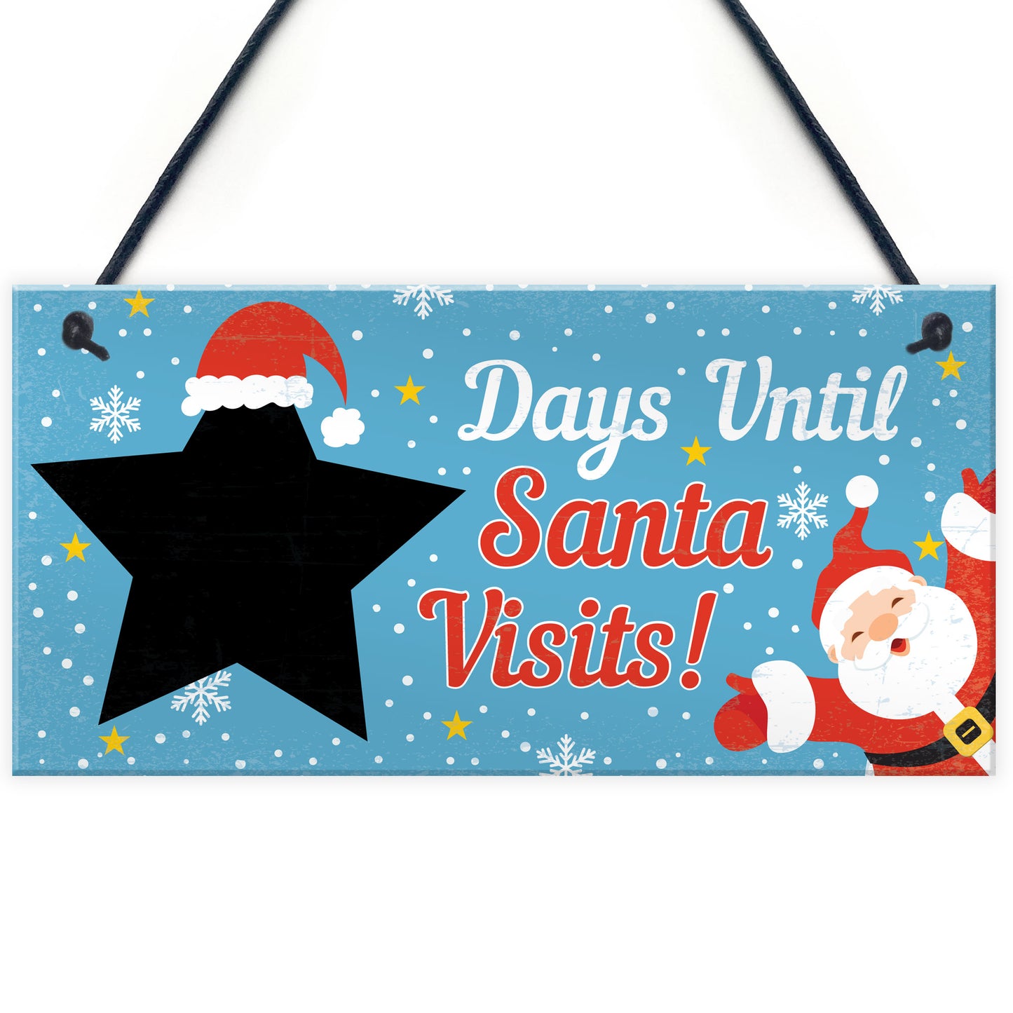 CHALKBOARD Christmas Santa Countdown Family Wall Sign Advent