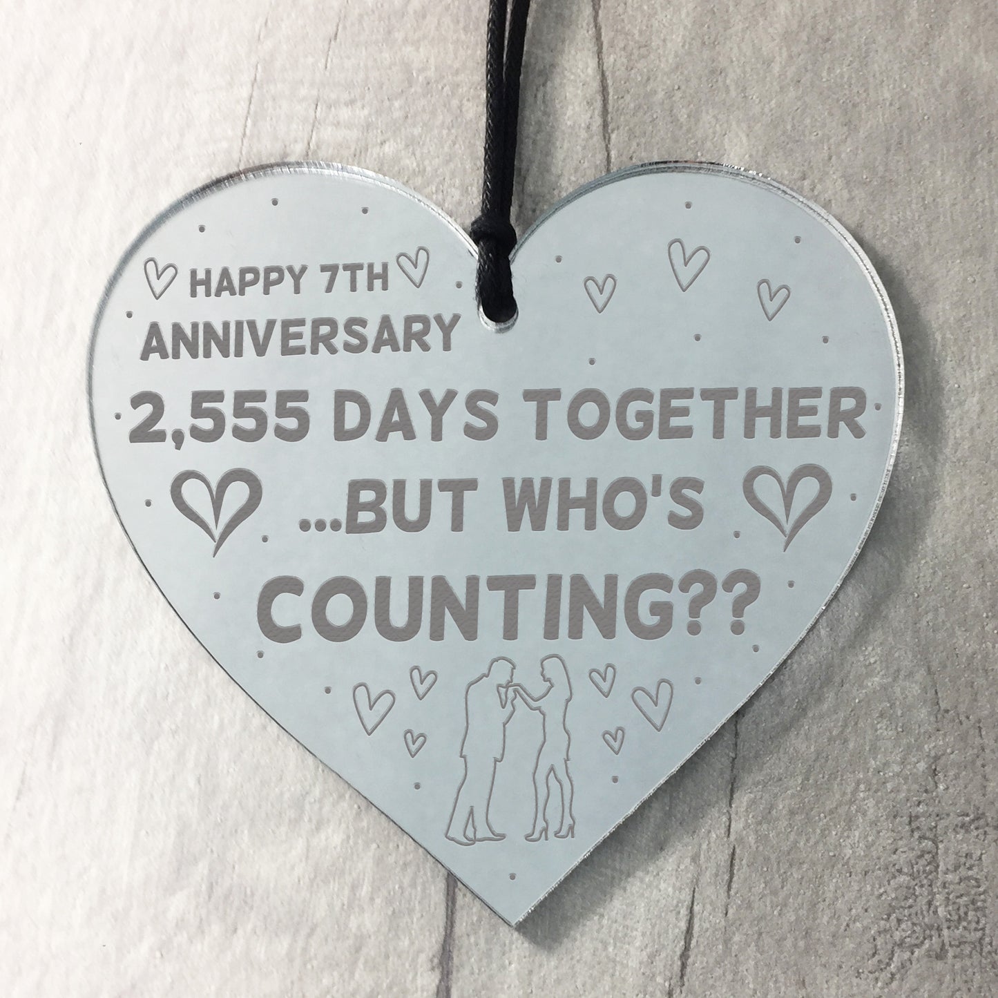 Funny 7th Anniversary Gift For Boyfriend Girlfriend Wood Heart