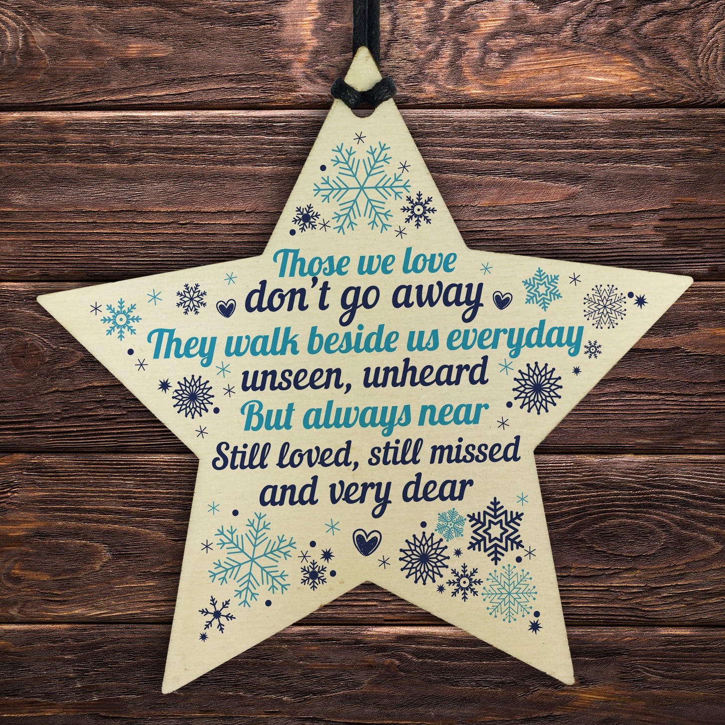 Wood Star Christmas Memorial Tree Decoration Ornament Mum Dad