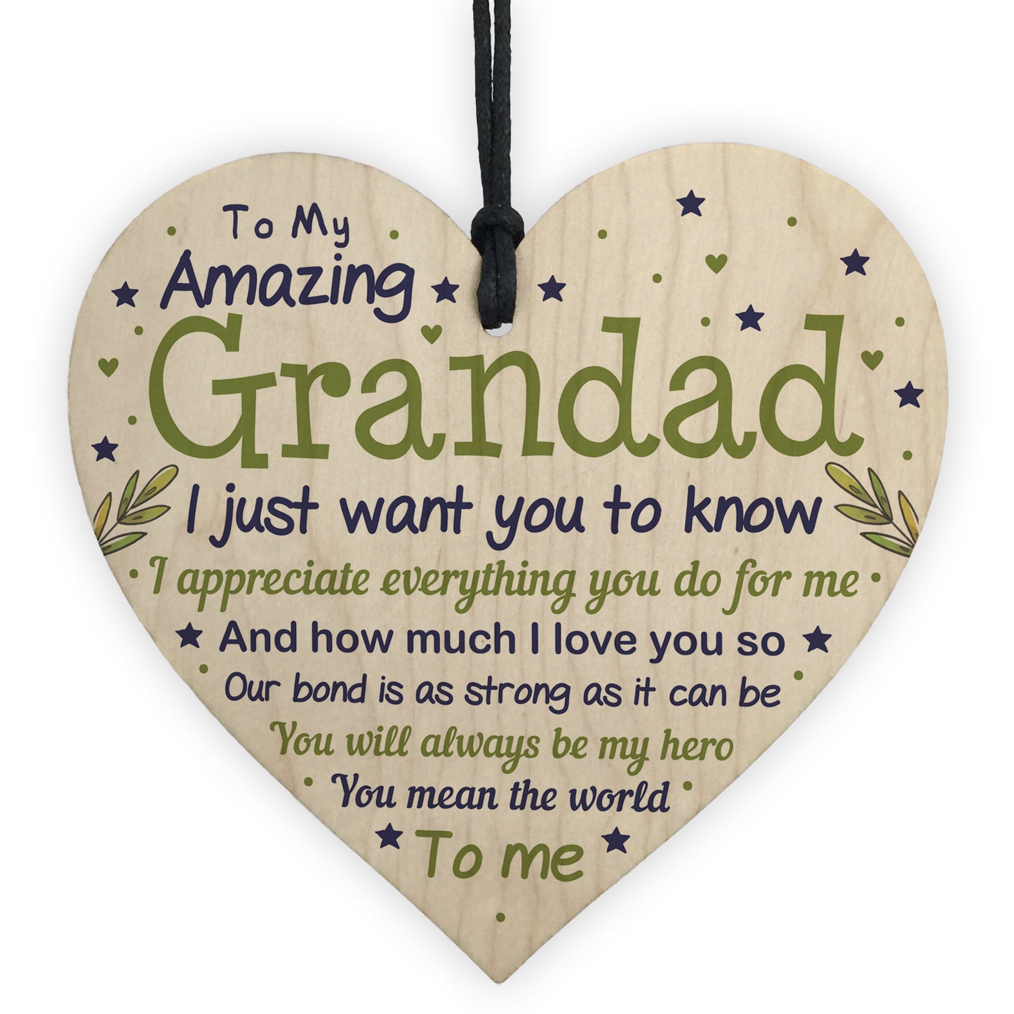 Cute Grandad Birthday Christmas Wood Heart Gifts From Grandchild