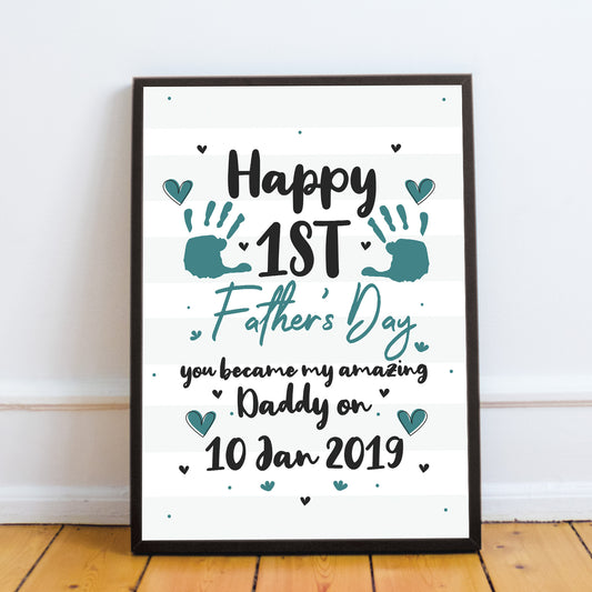 1st Fathers Day Frame Dad Daddy Gift First Fathers Day Gift