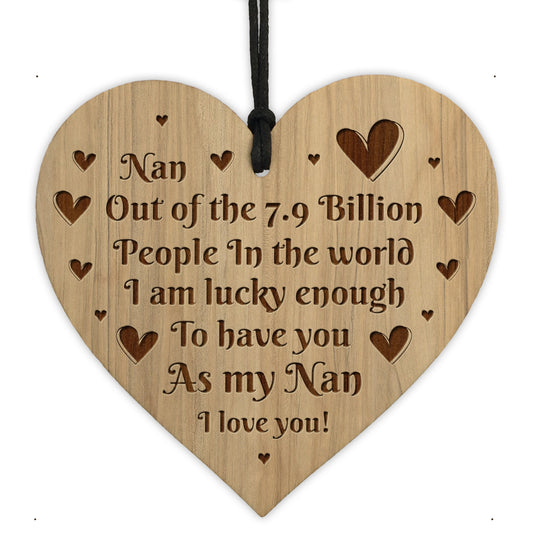 Birthday Christmas Gift For Nan Engraved Heart Gift For Her