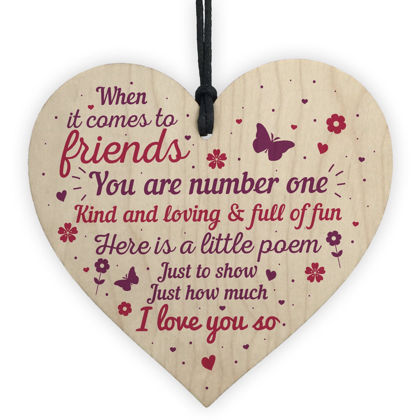 Friendship Wood Heart Plaque Gift Best Friend Thank You Keepsake