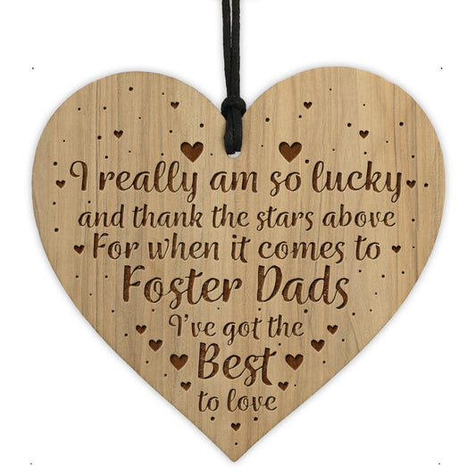 Wood Engraved Heart Dad Birthday Christmas Gift Foster Dad