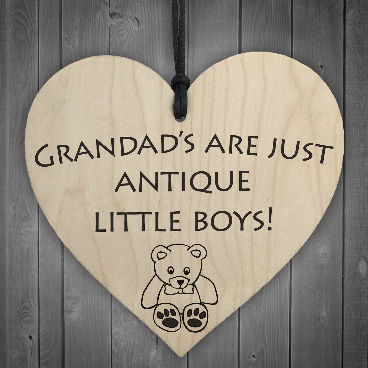 Grandads Antique Little Boys Novelty Wooden Hanging Heart