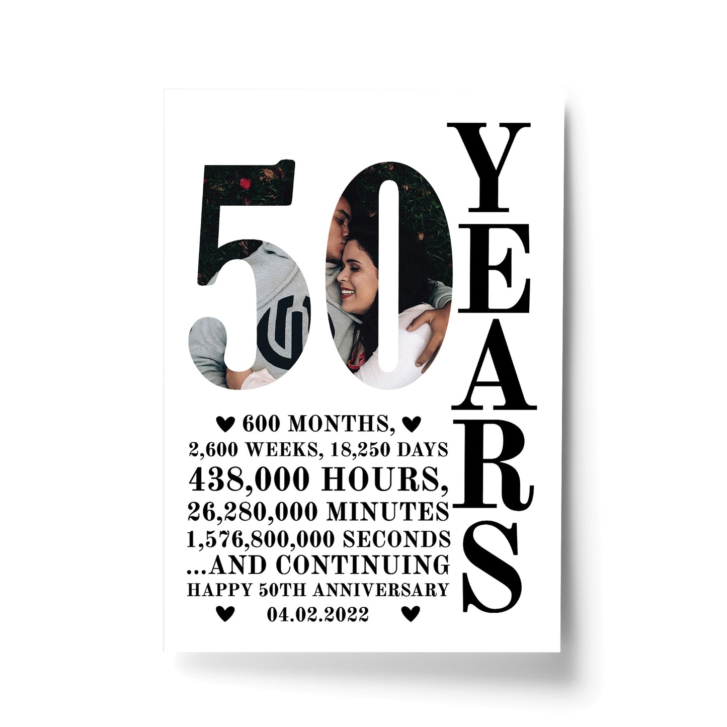 50th Anniversary Gift Print Personalised Photo Husband Wife