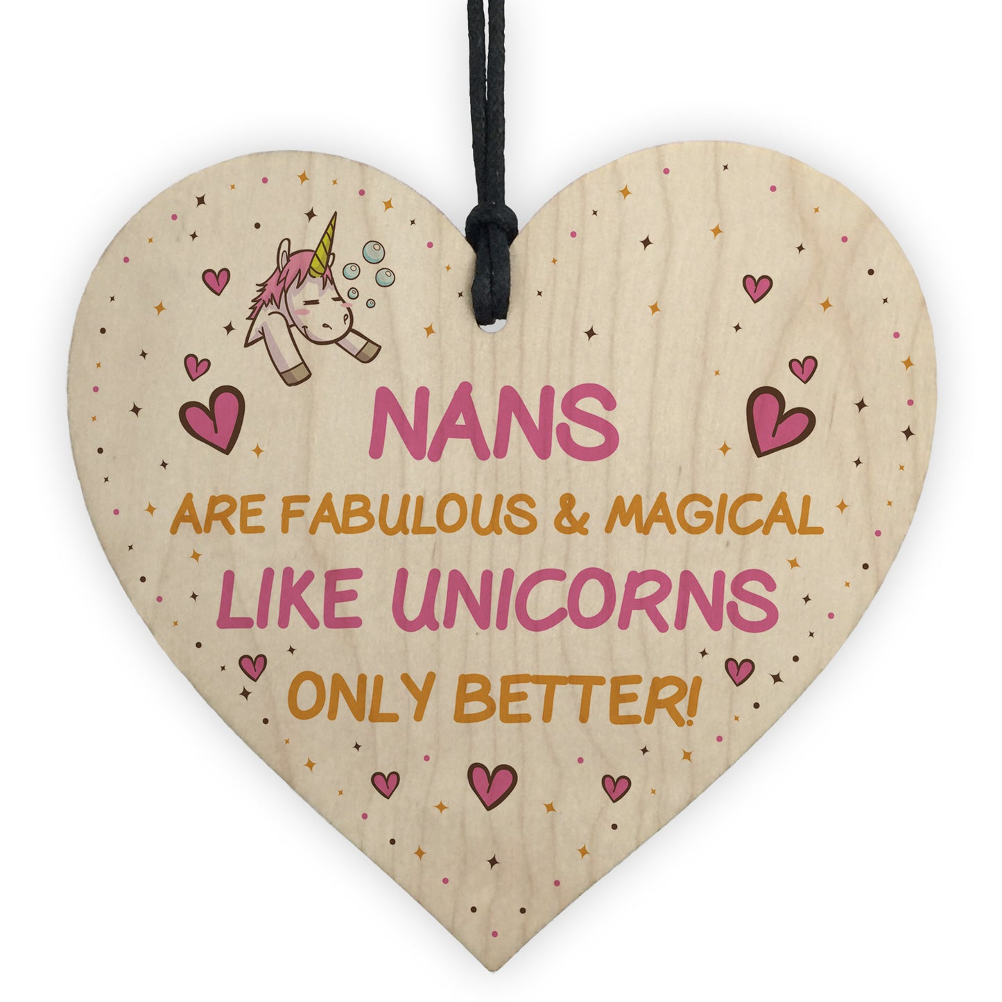 Nan Plaque Wood Heart Funny Nan Gift For Birthday Xmas Unicorn