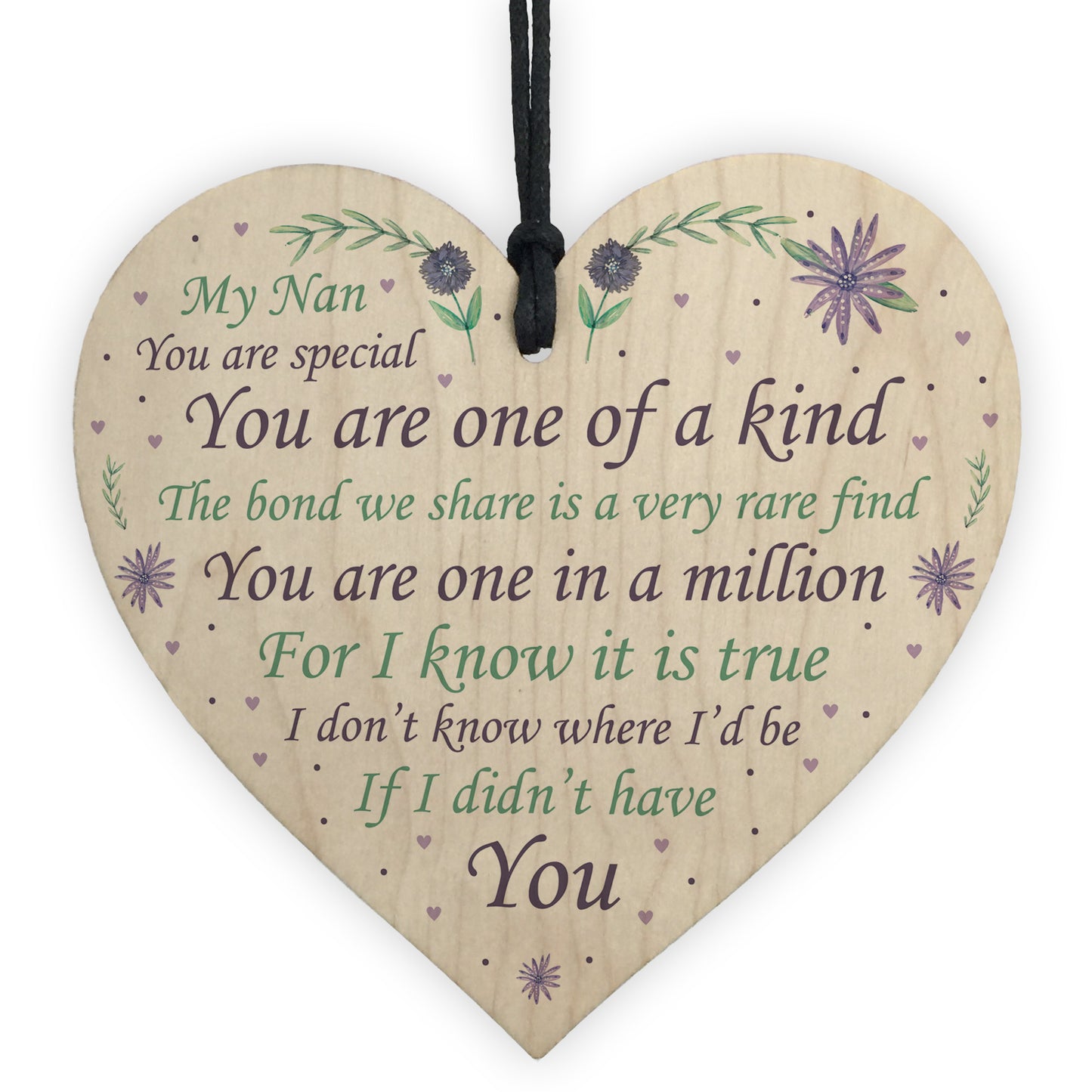 Thank You Nan Gift Wooden Heart Nan Birthday Christmas Poem Gift