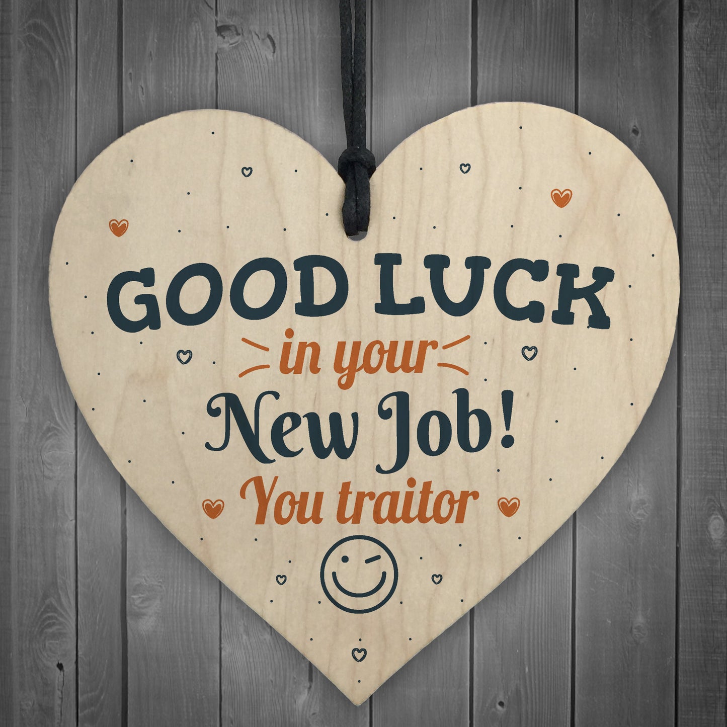 Good Luck Wooden Heart Boss Friend Leaving Gift For Colleagues