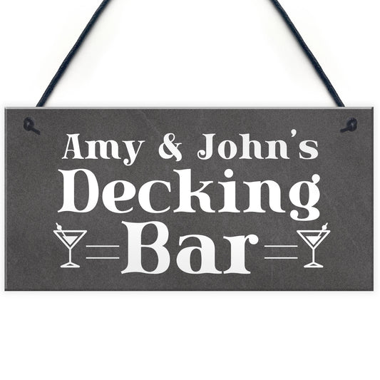 Personalised Decking Bar Sign Shabby Garden Summerhouse Sign