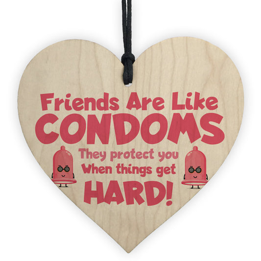 Best Friend Sign Funny Rude Friendship Gift Wood Heart Friend