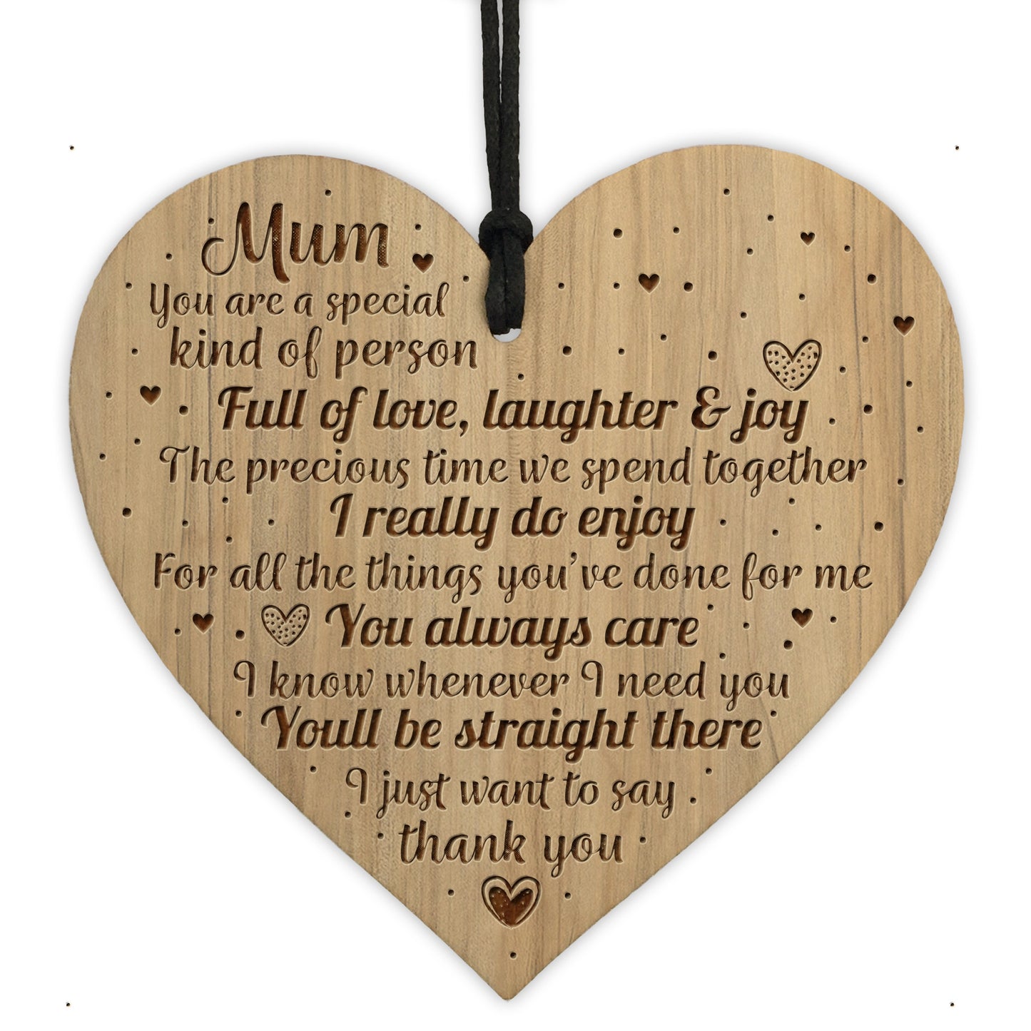 Mum Birthday Gifts From Daughter Son Wooden Engraved Heart