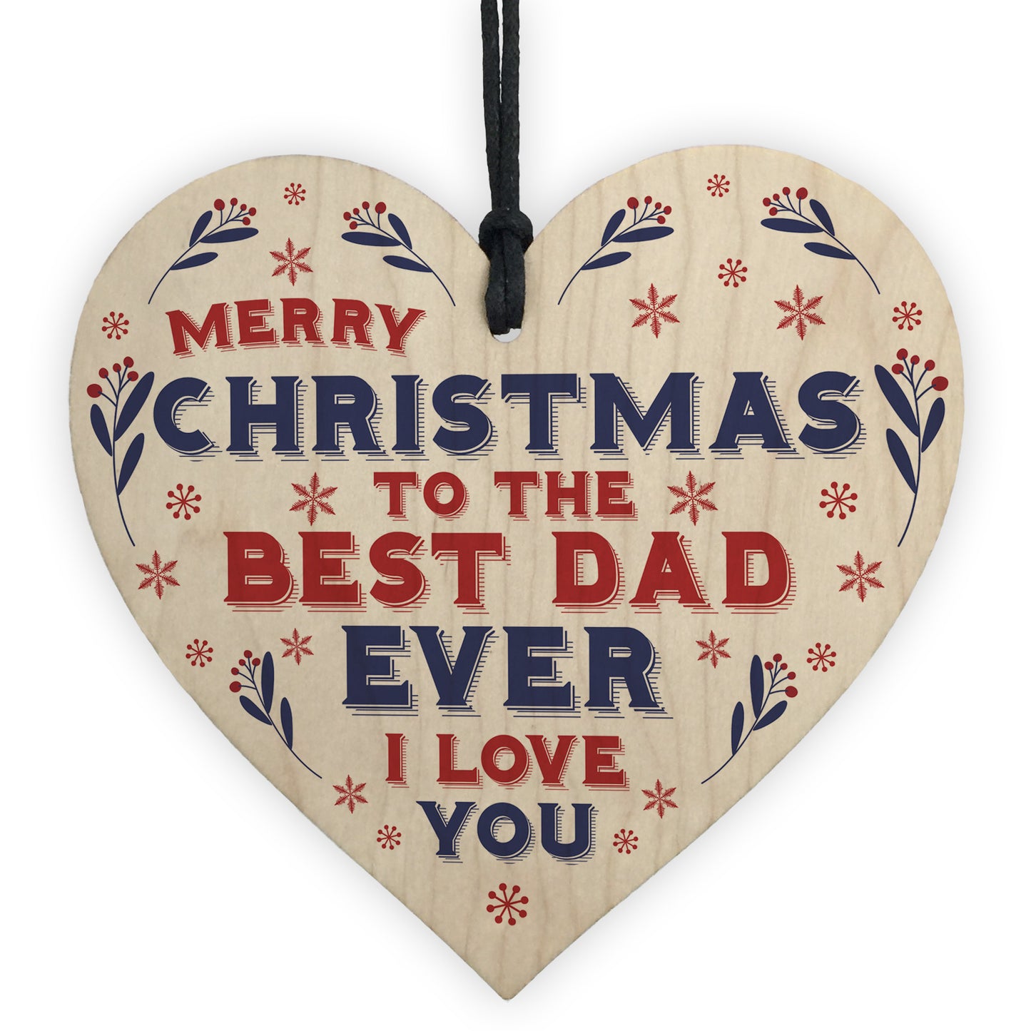 Christmas Gift For Dad Hanging Wood Heart Bauble Gift For Him